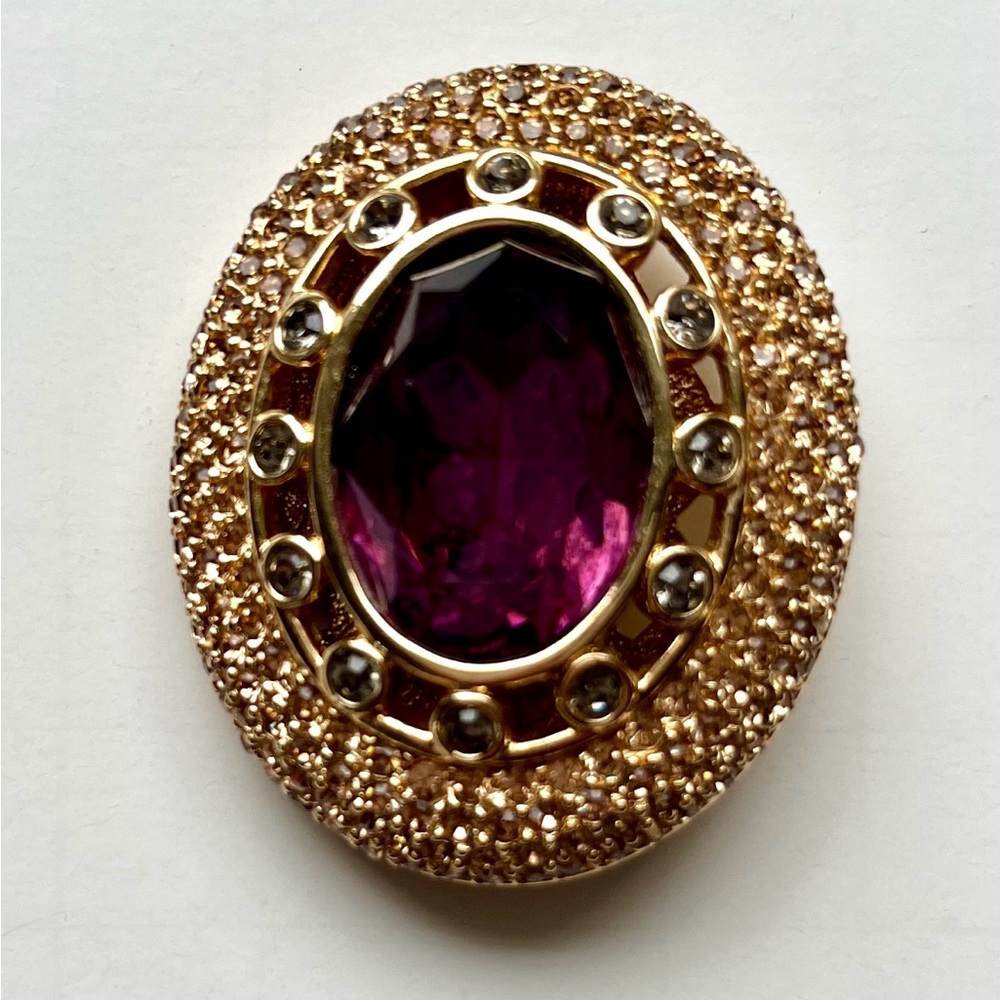 Vintage Swarovski Amethyst and Crystal Large Brooch